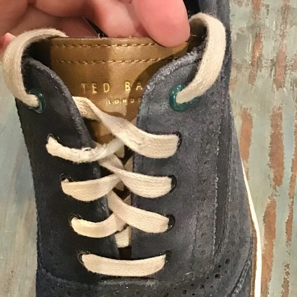 Ted Baker Size 8 Hapra 3 Men’s Suede Shoes Navy Wingtip Sneakers